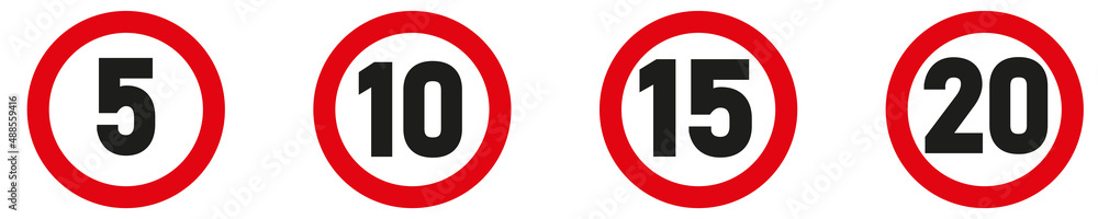 set of speed limit signs. vector illustration. eps10 set of speed limit signs. vector illustration. eps10
