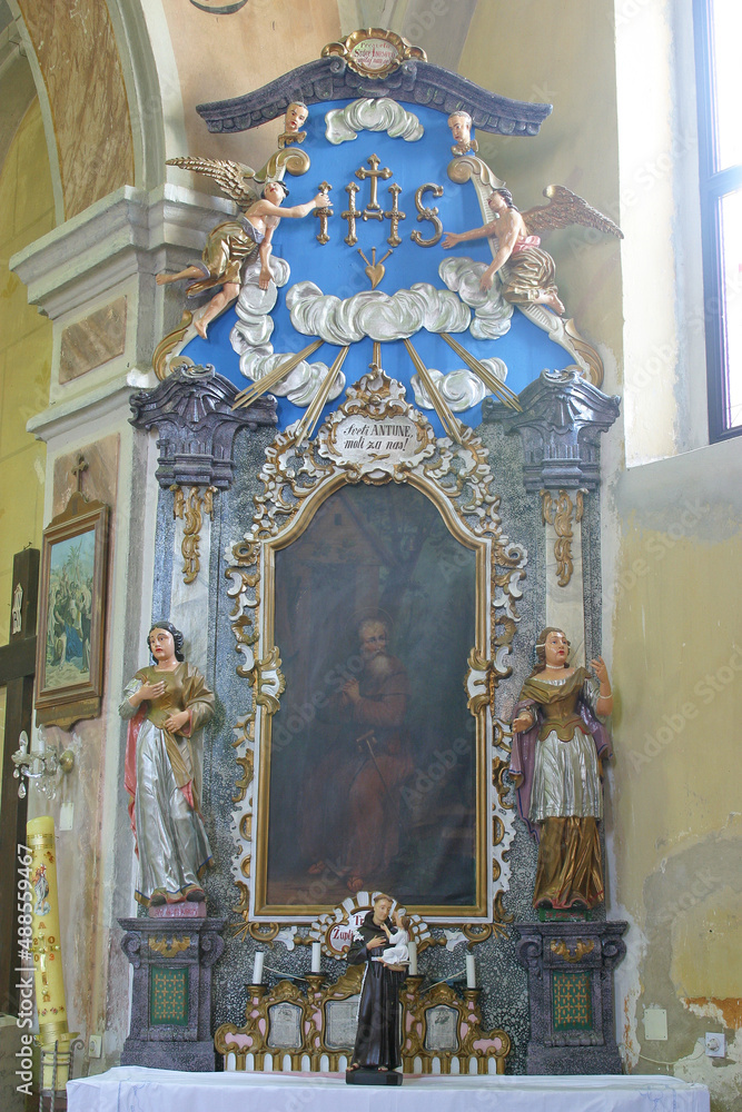 Fototapeta premium Altar of St. Anthony the Hermit in the Church of the Visitation of the Virgin Mary in Gornji Draganec, Croatia