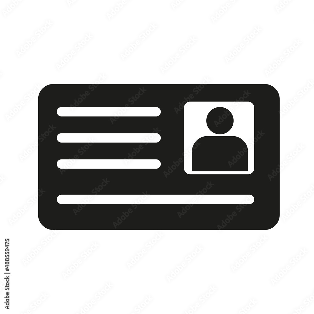 Identification card icon. Black icon on a white background. eps10 Identification card icon. Black icon on a white background. eps10