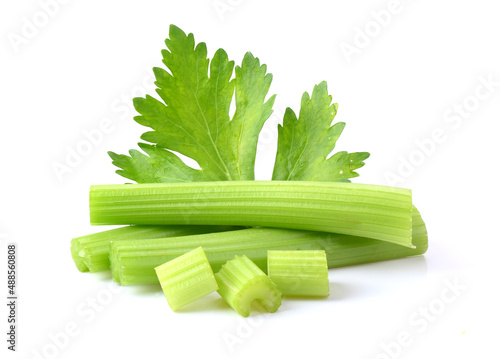 Celery sticks isolated on white background