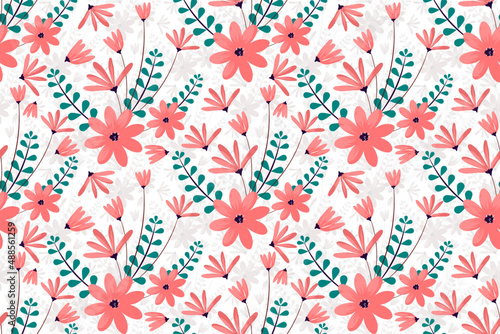 Floral seamless pattern design for fabric textile parapet decoration. Flower hand drawing nature botanical wallpaper. Trending colorful ornament prints vector illustrations background