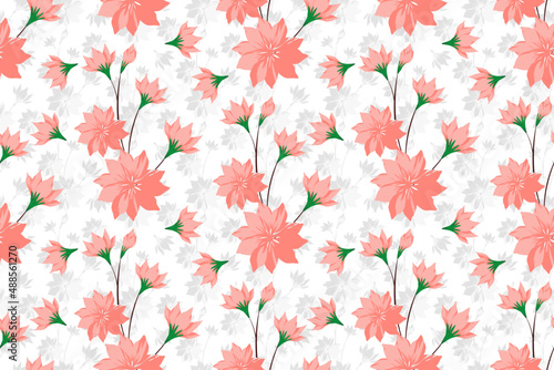 Floral seamless pattern design for fabric textile parapet decoration. Flower hand drawing nature botanical wallpaper. Trending colorful ornament prints vector illustrations background
