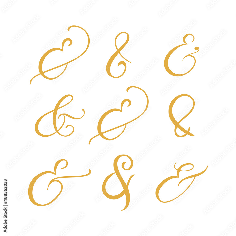 Typography script ampersand. Flourish lettering element for wedding invitation, poster, card. Decorative hand drawn symbol. Vector illustration Typography script ampersand. Flourish lettering element for wedding invitation, poster, card. Decorative hand drawn symbol. Vector illustration