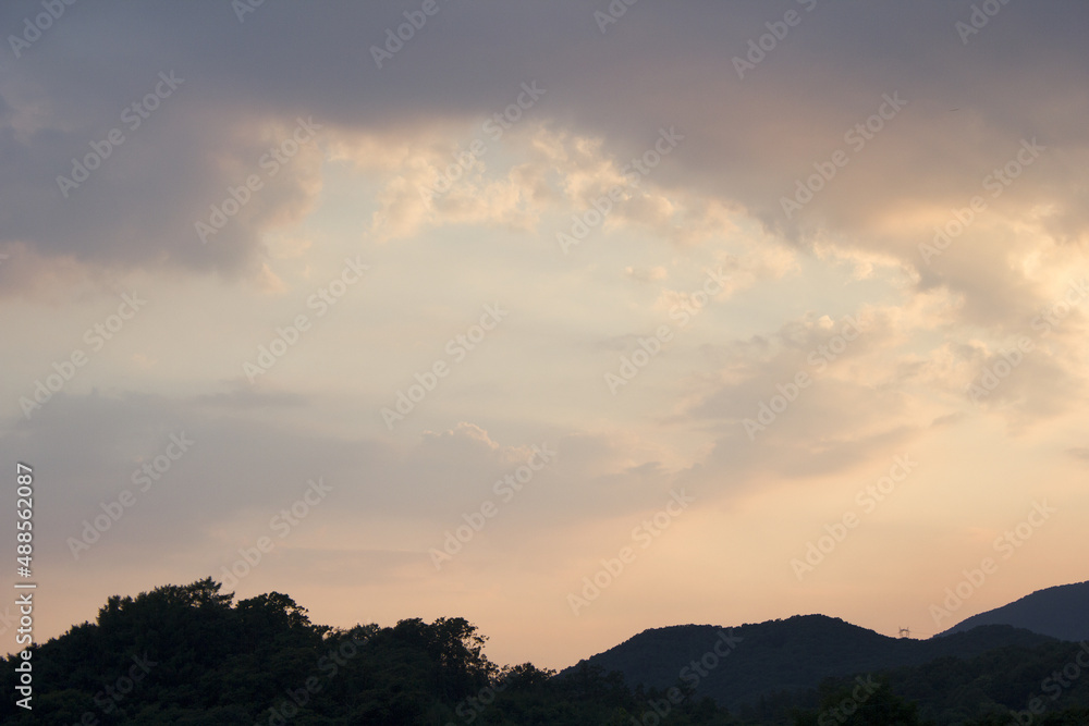 Vanilla sky and evening countryside