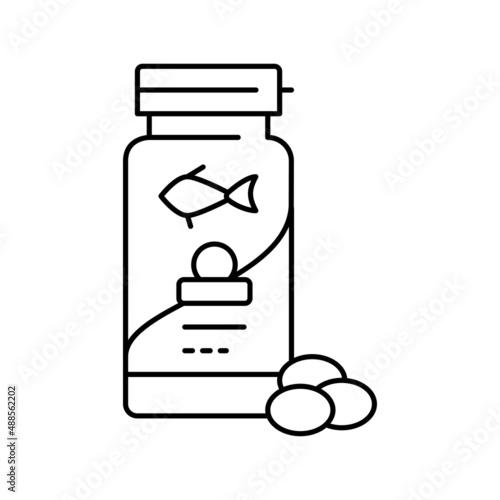 salmon omega3 oil line icon vector illustration