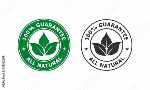 100% guarantee - all natural logo template illustration
