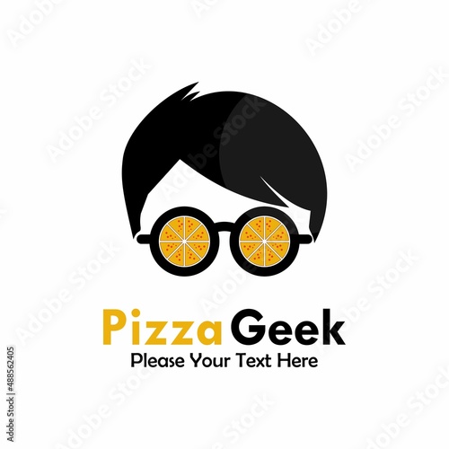 Pizza geek logo template illustration