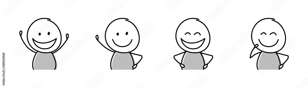 Smiley stickman. Gestures concept. Vector Smiley stickman. Gestures concept. Vector