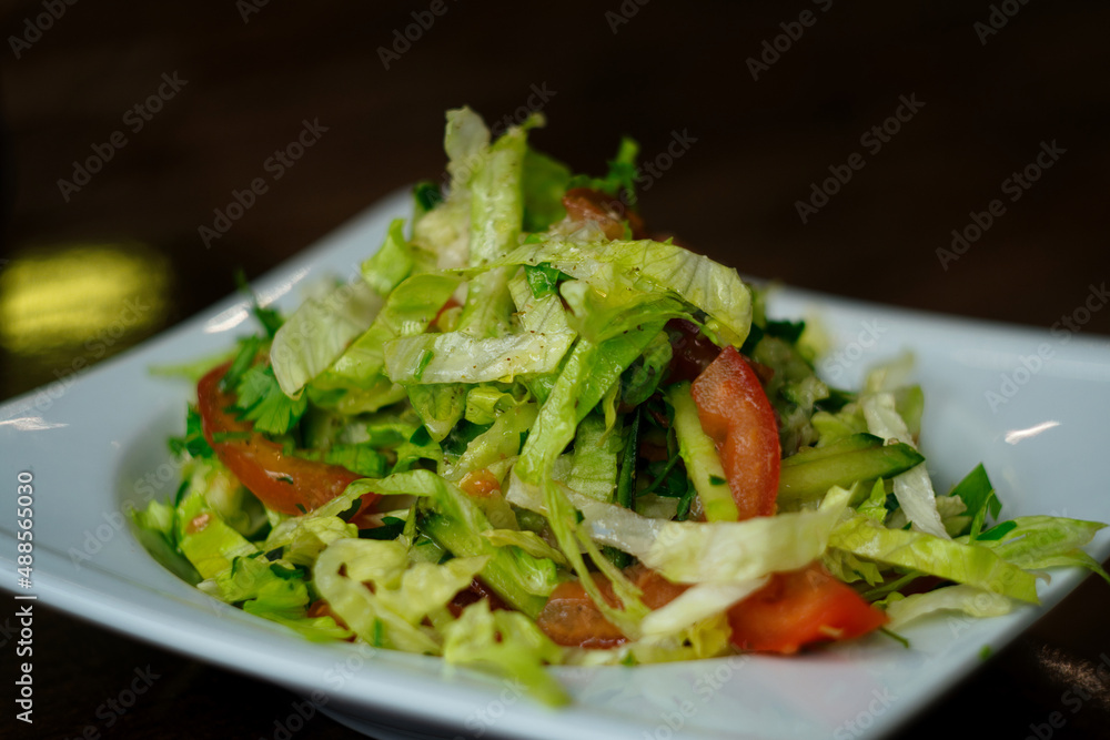 Mixed vegetable salad with coleslaw, arugula, iceberg and herbs Mixed vegetable salad with coleslaw, arugula, iceberg and herbs
