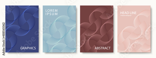 Set of Geometric Backgrounds of Wavy Dots in Subdued Tones. Modern Vector Illustration without Transparency.