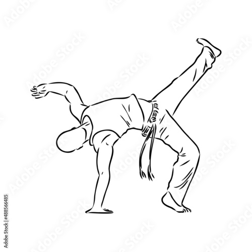 Capoeira Icon Silhouette Illustration. Dance And Sport Brazilian Vector Graphic Pictogram Symbol Clip Art. Doodle Sketch Black Sign.