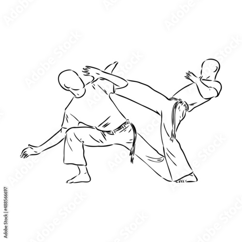 Capoeira Icon Silhouette Illustration. Dance And Sport Brazilian Vector Graphic Pictogram Symbol Clip Art. Doodle Sketch Black Sign.