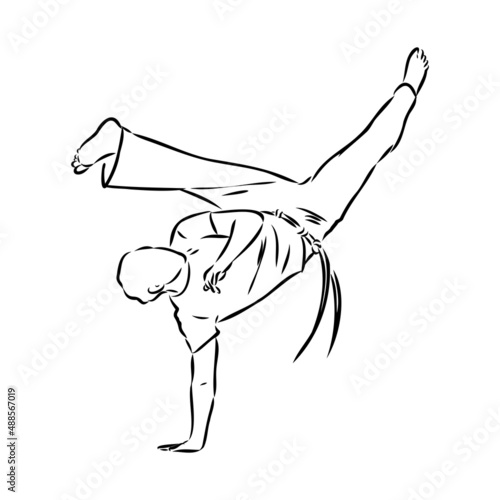 Capoeira Icon Silhouette Illustration. Dance And Sport Brazilian Vector Graphic Pictogram Symbol Clip Art. Doodle Sketch Black Sign.