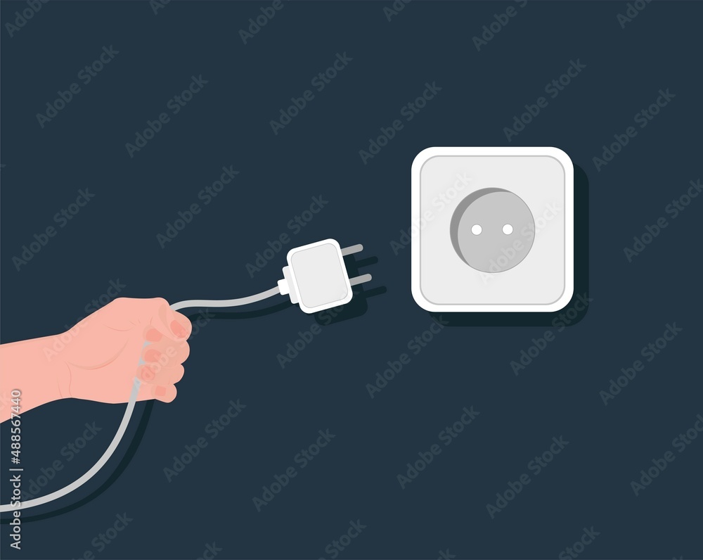 Vetor de Socket and plug. Connect or disconnect the device to ...