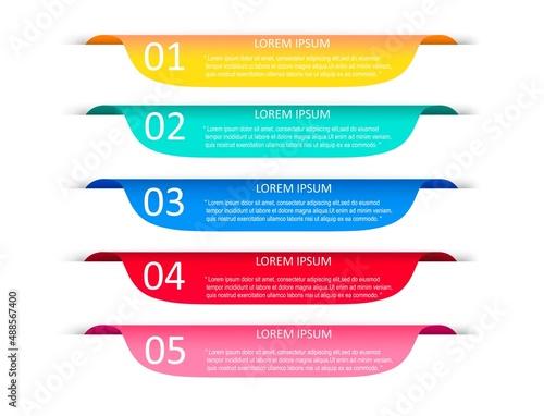 A set of multi-colored banners with numbers. Bright, isolated infographic label templates. 4 steps for presentation. Vector illustration.	