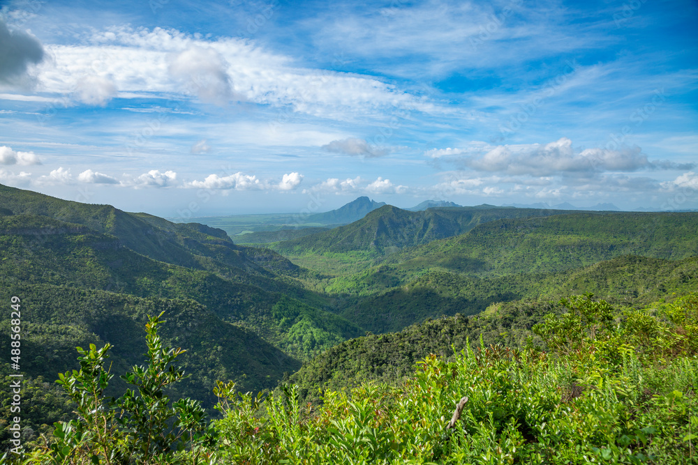 Fototapeta premium Black River Gorges National Park view in the south of the republic of Mauritius.
