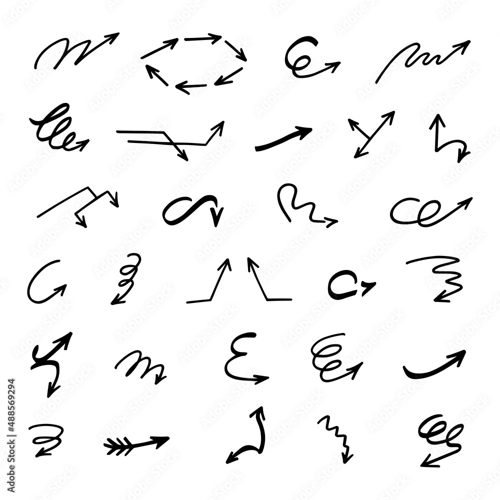 Vector set of hand-drawn arrows, elements for presentation Vector set of hand-drawn arrows, elements for presentation