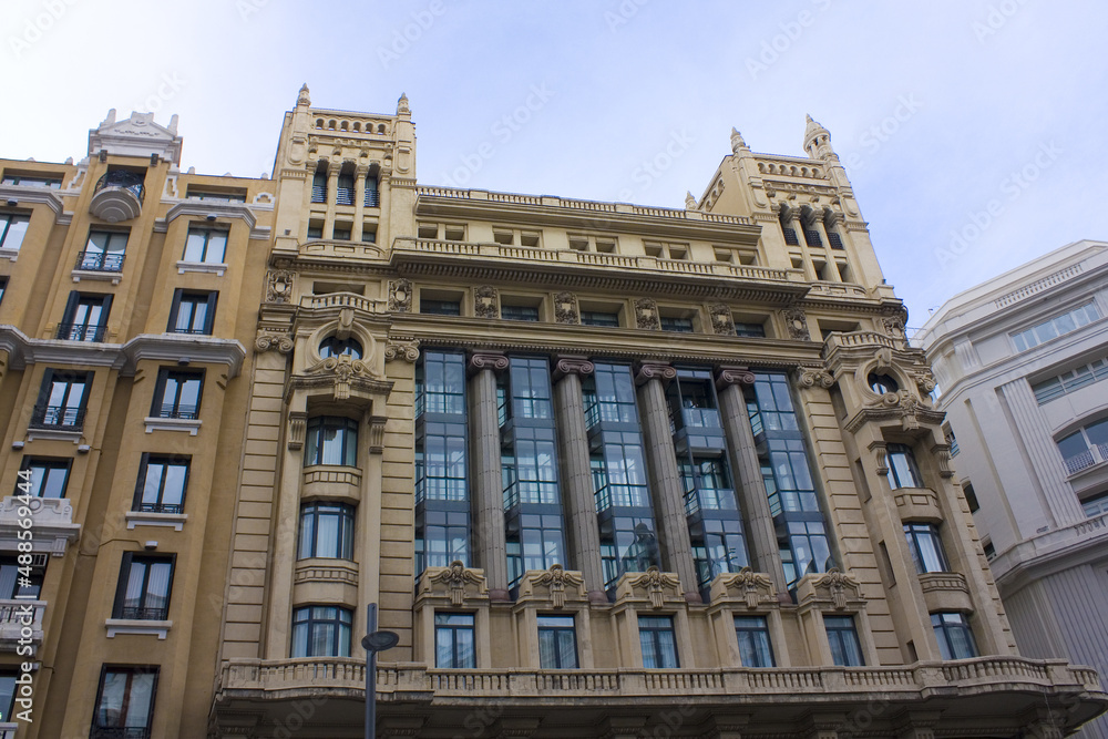 Beautiful historical building at Gran Via of Madrid, Spain Beautiful historical building at Gran Via of Madrid, Spain
