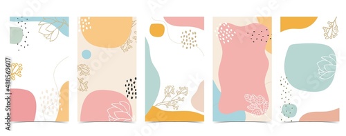 Color design background for social media with flower, leaf,shape