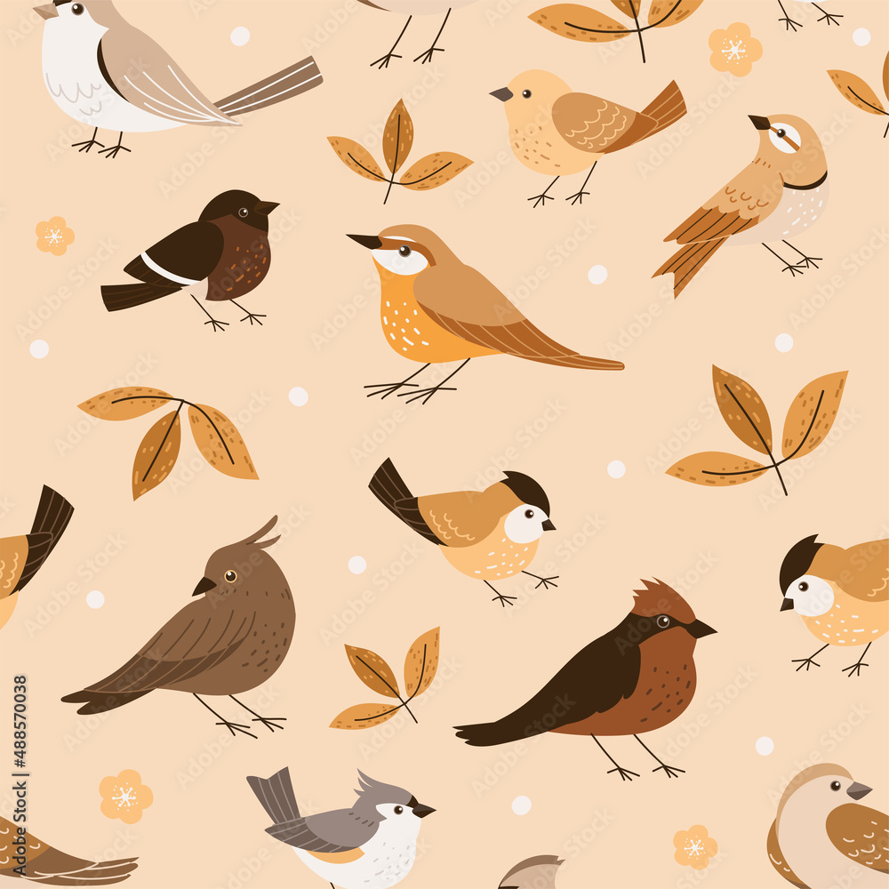 birds and dry leaves