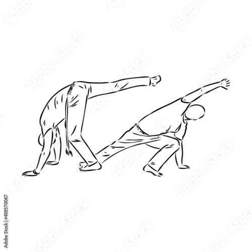 Capoeira Icon Silhouette Illustration. Dance And Sport Brazilian Vector Graphic Pictogram Symbol Clip Art. Doodle Sketch Black Sign.