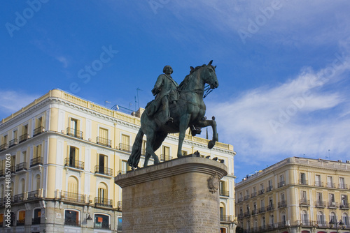 Monument to King Carlos III at Puerta Del Sol Plaza in Madrid, Spain 