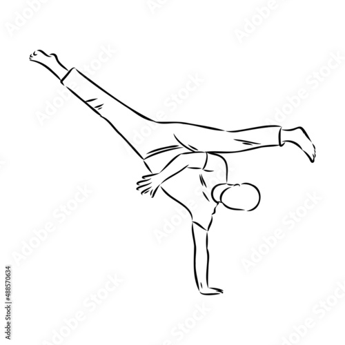 Capoeira Icon Silhouette Illustration. Dance And Sport Brazilian Vector Graphic Pictogram Symbol Clip Art. Doodle Sketch Black Sign.