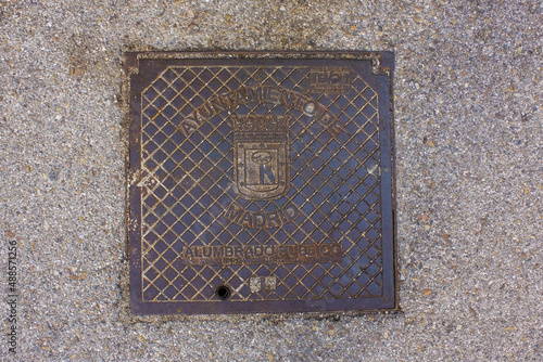Cover of a manhole in Madrid, Spain