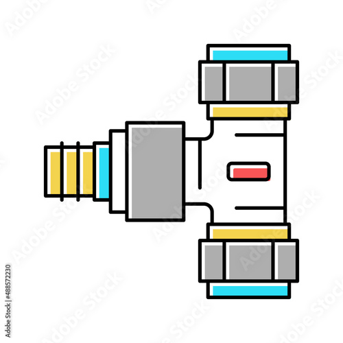 bifurcation pipe of drainage system color icon vector illustration