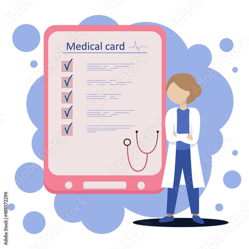 character in white medical gown and list
