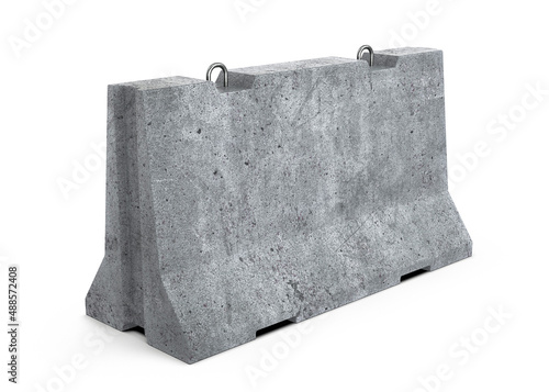3D render of concrete road parapet isolated on white background (safety barriers)