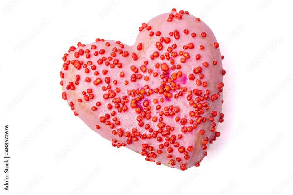 donut pink heart top view close up donut pink heart top view close up