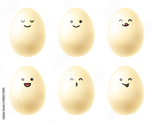 A set of white chocolate eggs with cute faces