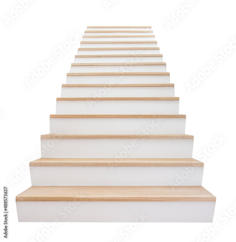 wooden stairs isolated on white background.