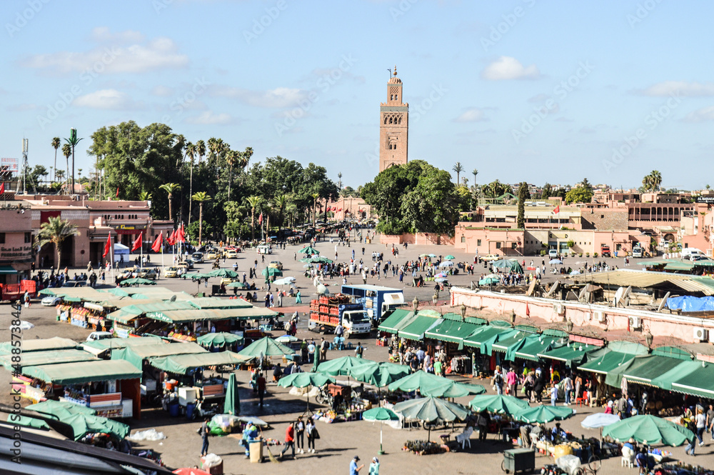 Street scene of the streets in Marrakesh morocco