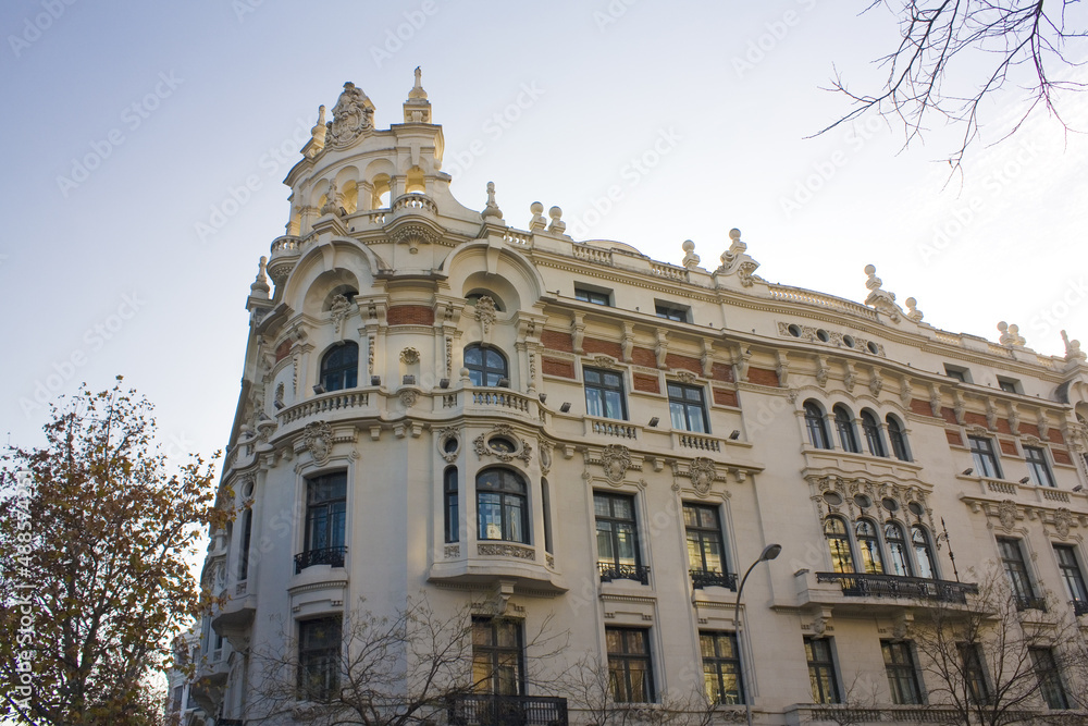 Beautiful historical building in Old Town of Madrid, Spain