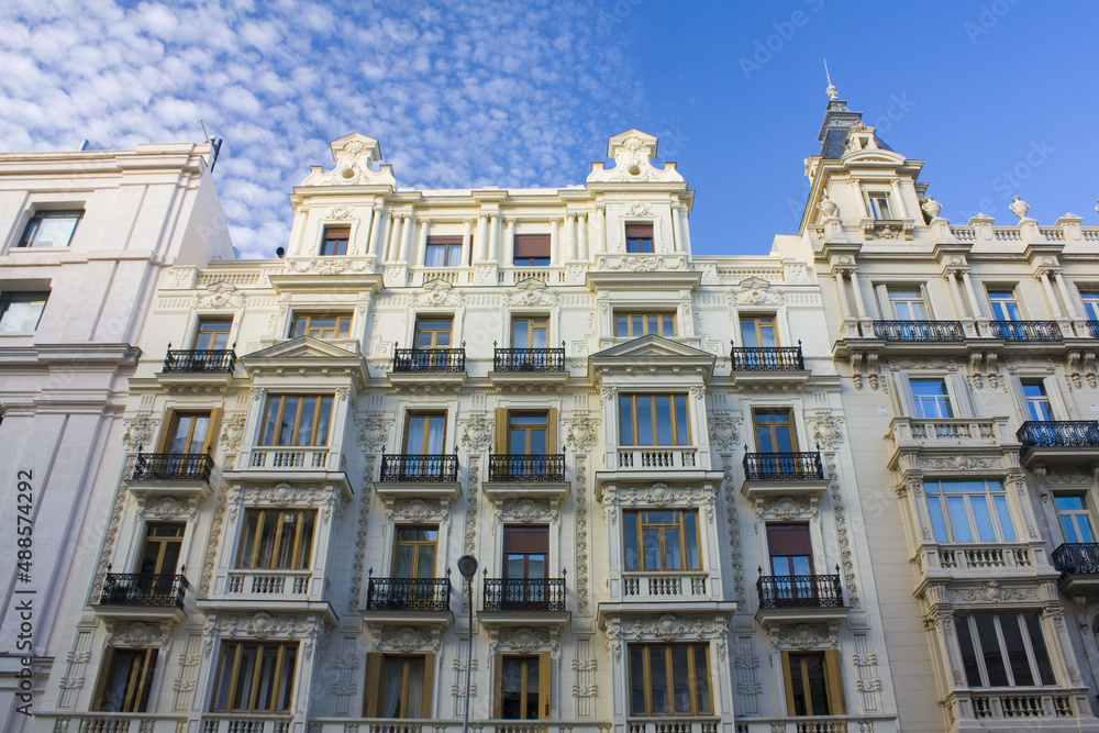 Beautiful historical building in Old Town of Madrid, Spain