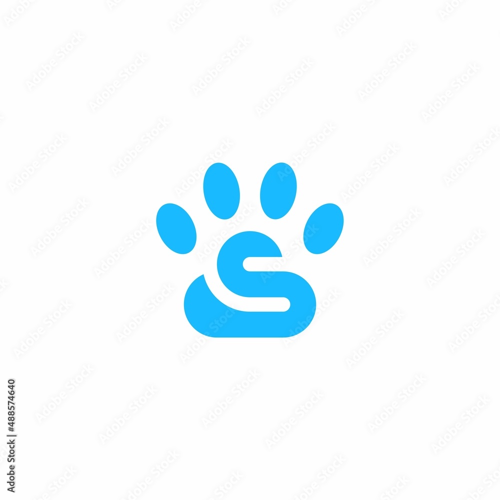 Paw Pet Cloud Logo Design, Cat & Dog Paw Pet Cloud Logo with Letter S Paw Pet Cloud Logo Design, Cat & Dog Paw Pet Cloud Logo with Letter S