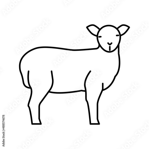 lamb domestic farm animal line icon vector illustration