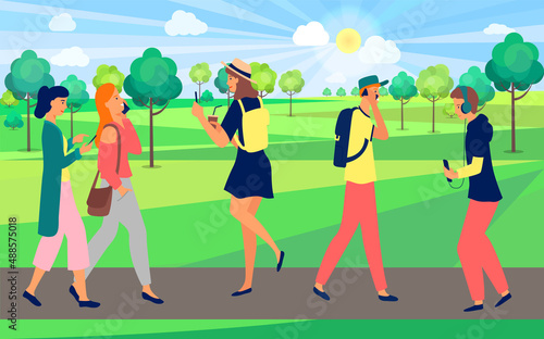 Global data sharing concept of young people using mobile smartphone to share posts and news in social networks. Man and woman holds smart phone to make repost of video news, listening to music