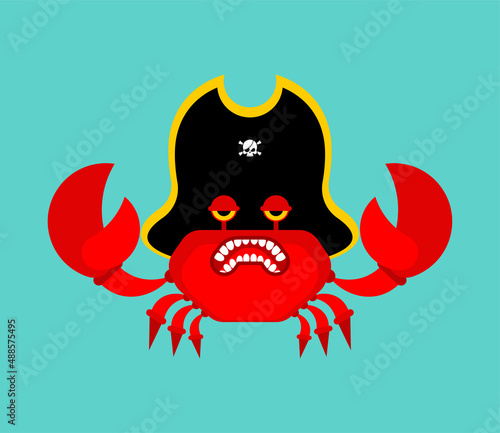 Crab Pirate isolated. sea cancer filibuster. Vector illustration