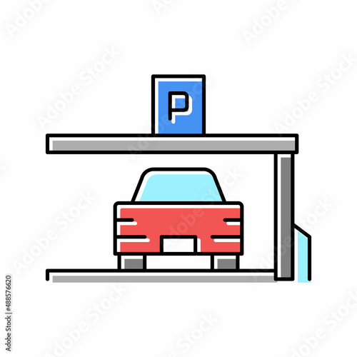 car on place of parking color icon vector illustration