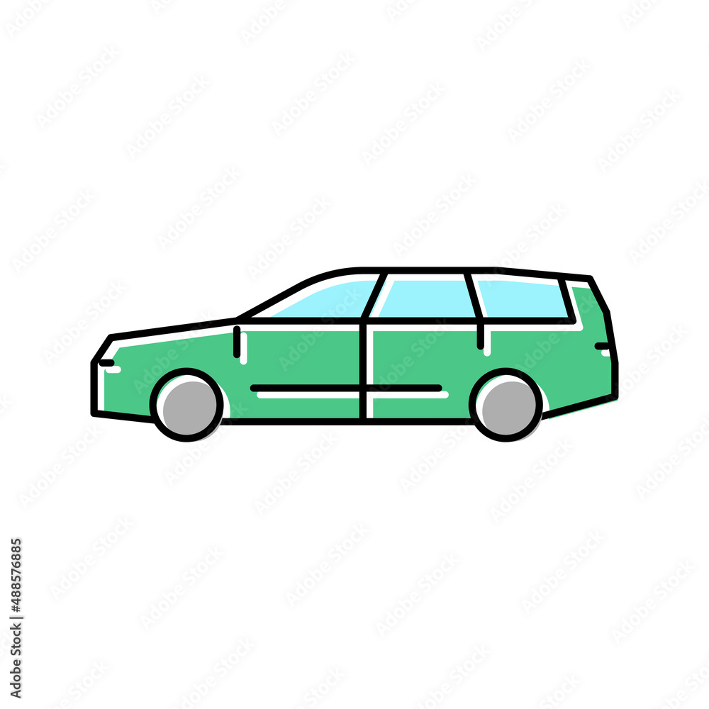 wagon car color icon vector illustration