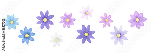 カラフルな花の水彩イラスト