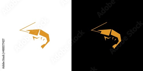 Unique and abstract shrimp logo design
