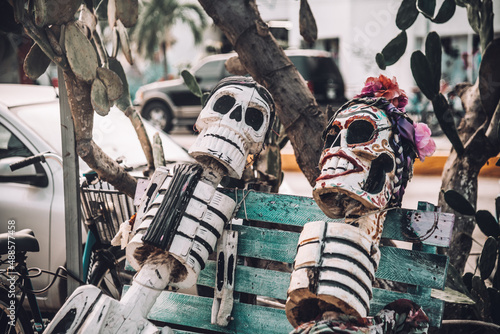 masks on the street of Tulum Mexico photo