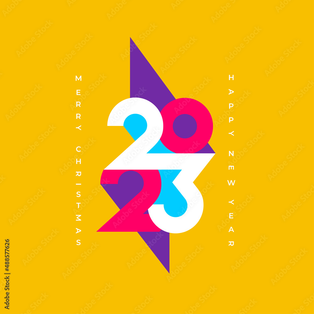 Design сreative of 2023 Happy New Year poster. Сoncept 2023 template with  typography logo color for celebration and season decoration. Minimalistic  trendy background for branding, cover, banner, card. Stock Vector | Adobe  Stock