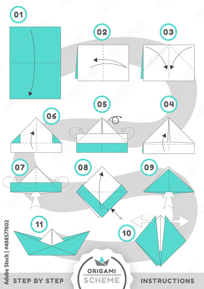 Boat ship origami scheme tutorial moving model Boat ship origami scheme tutorial moving model