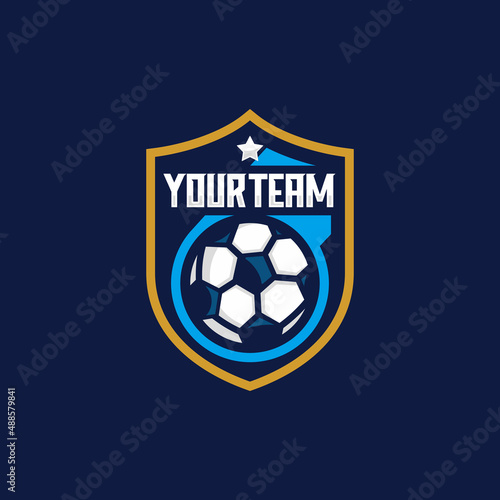 Soccer team emblem logo design vector illustration