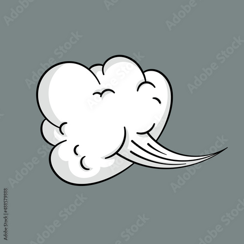 Comic cloud or smoke, cartoon vector motion effects, and explosions